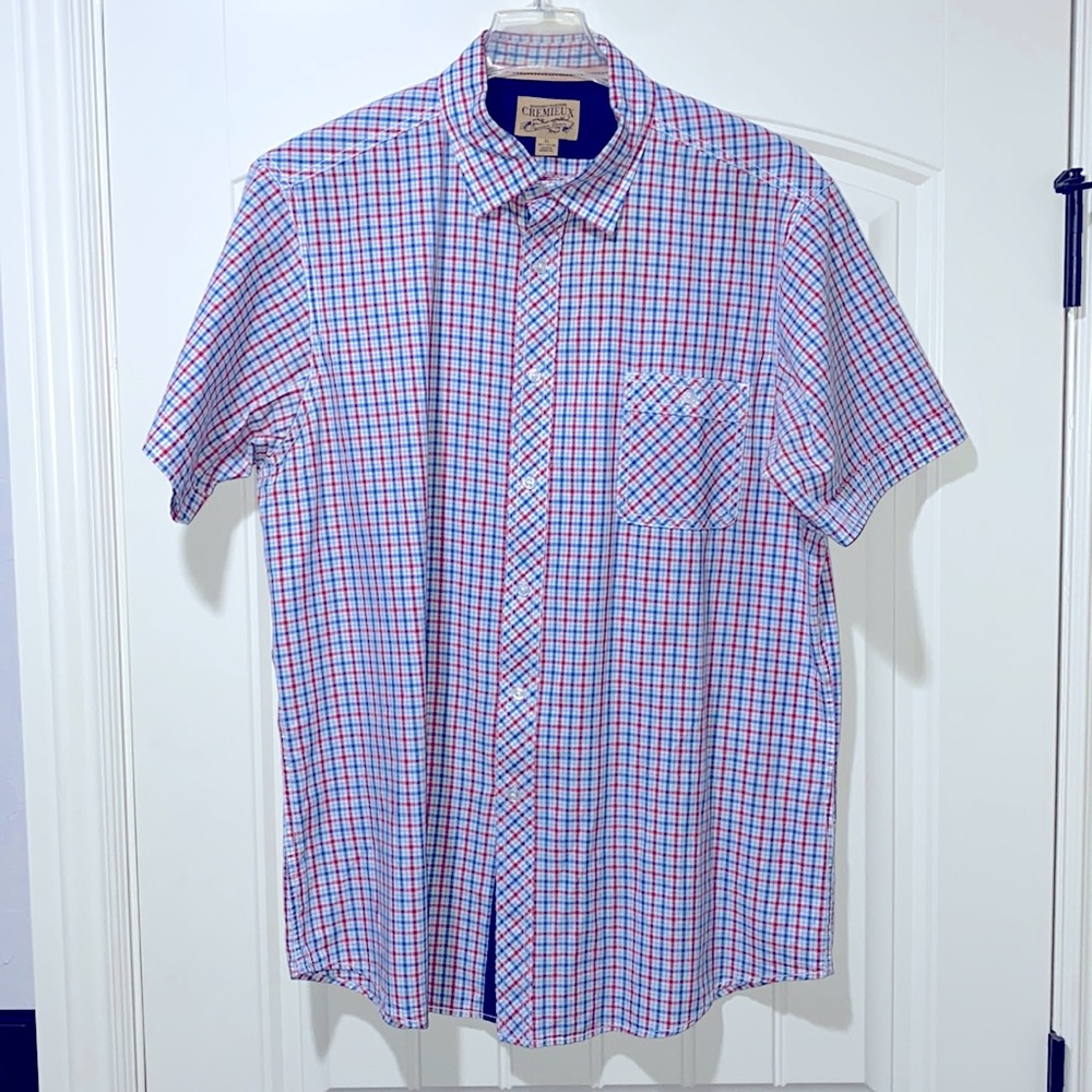 Previously worn Cremieux Denim short sleeve casual button down shirt size XL
